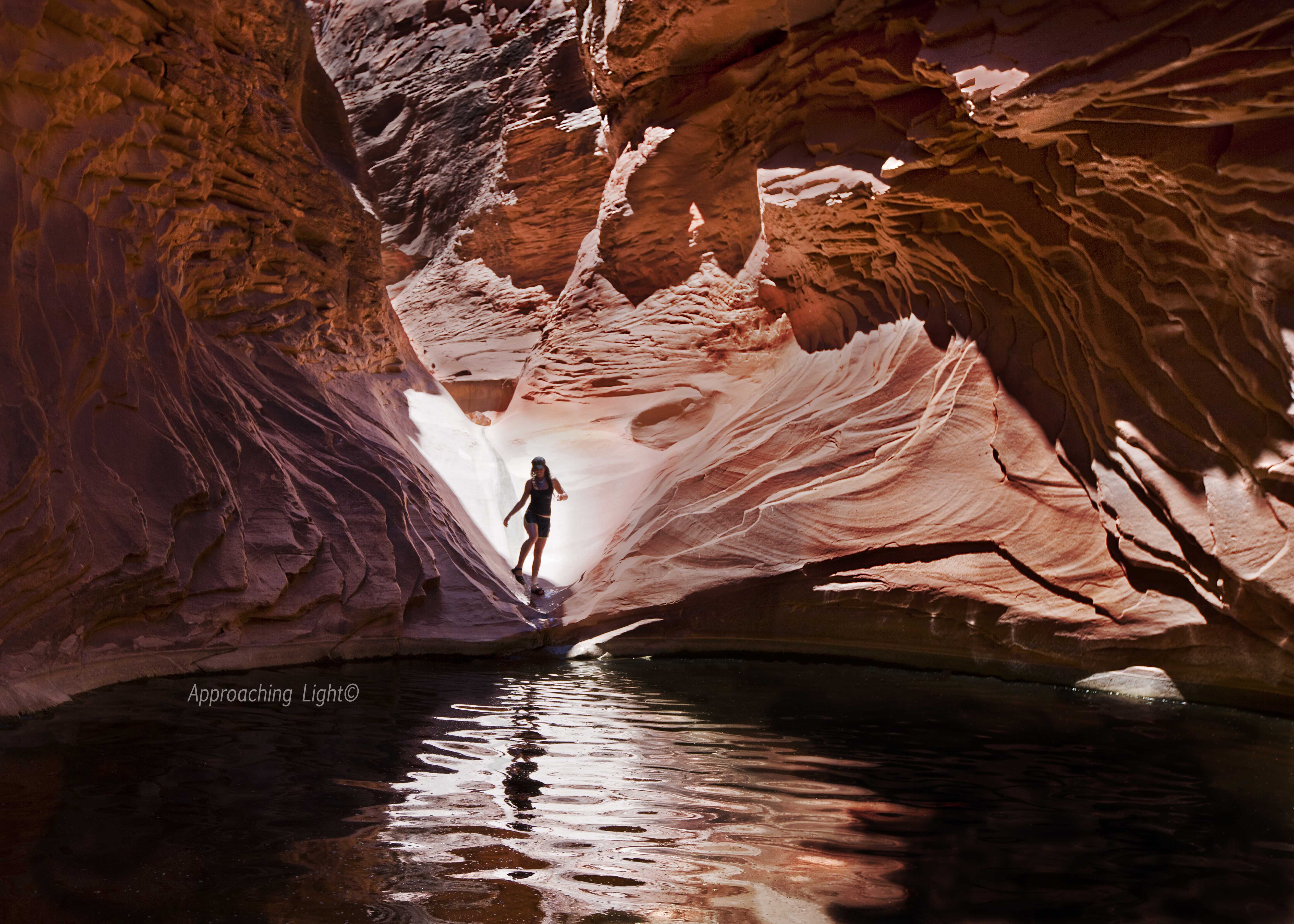 &quot;High noon dance.&quot; Amazing water hole about a tough hours hike, up North Creek, Grand Canyon. Few know or visit this natural wonder.