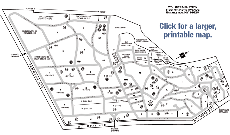 Mt Hope Cemetery Map and Guide