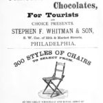 An advertisement page in the "Descriptive Guide Book to Watkins Glen" for a Confections and Chocolates shop and Chairs.