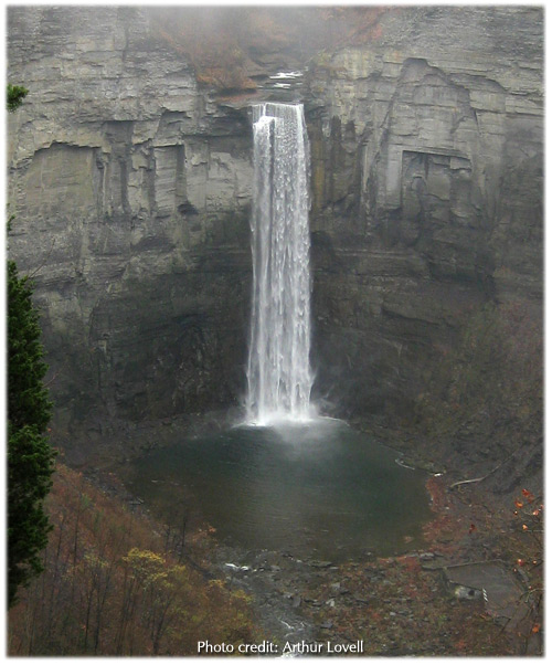 Taughannock Falls and gorge moments before a large rock fall