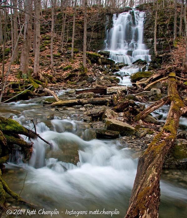 One of the waterfalls of Three Falls Woods Nature Preserve
