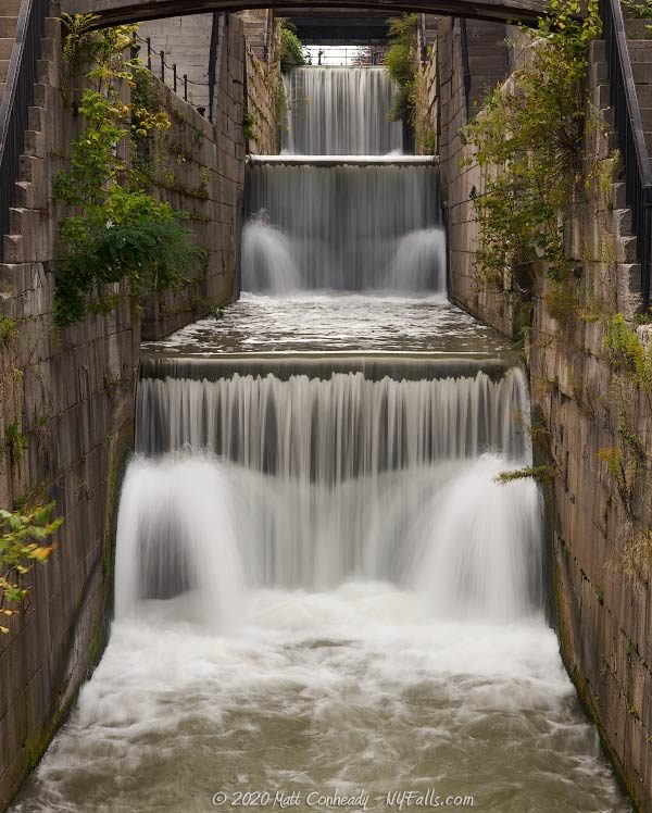 Lockport Flight of Five, waterfalls made by the Erie Canal Locks