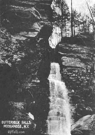 A vintage photo of Buttermilk Falls in Peekamose, NY
