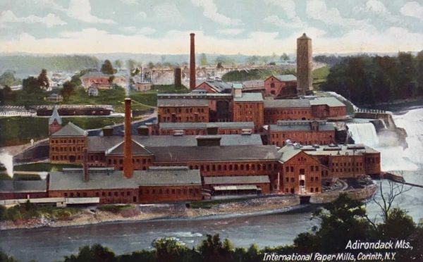 Vintage postcard of the International Paper Company in Corinth, NY