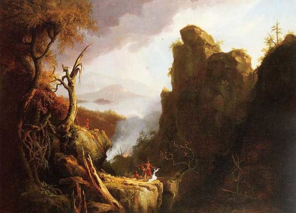 Indian Sacrifice painting by Thomas Cole (1827)