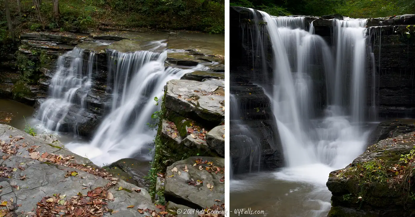 Two views of varying angles showing upper Twin Falls