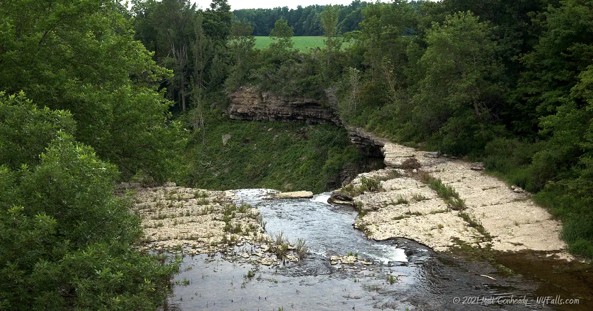 The view from above Buttermilk Falls (in Leroy, NY) looking downstream