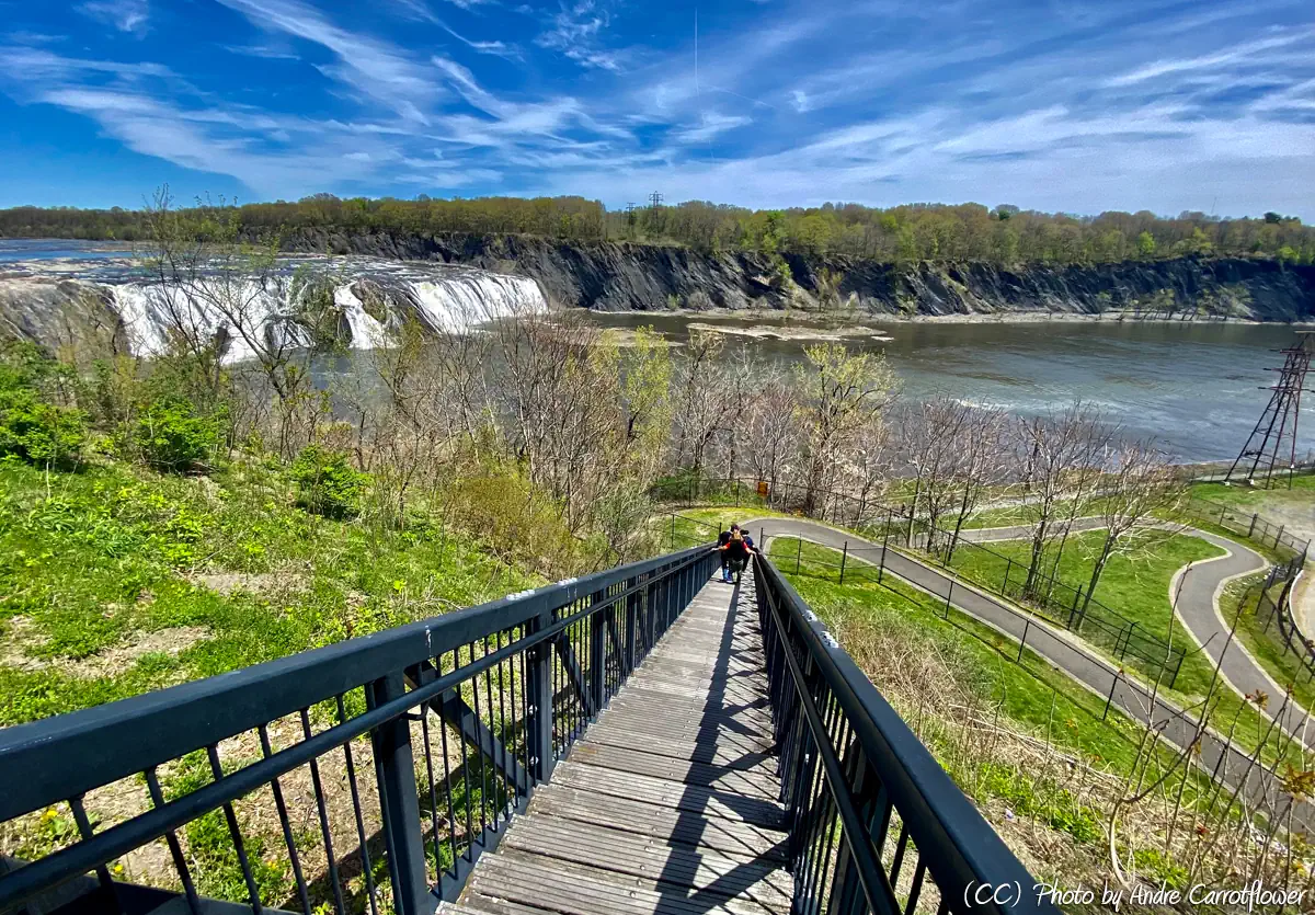 Steps leading down to Cohoes Falls. Photo by Andre Carrotflower