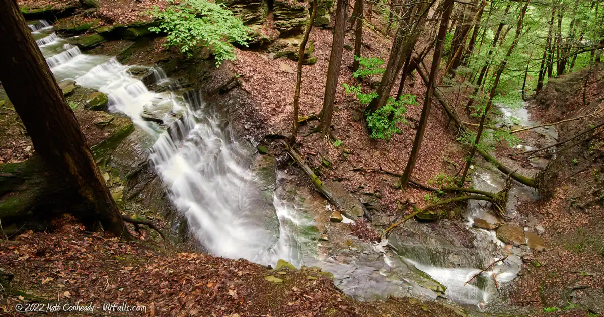 A wide view of upper County Line Falls