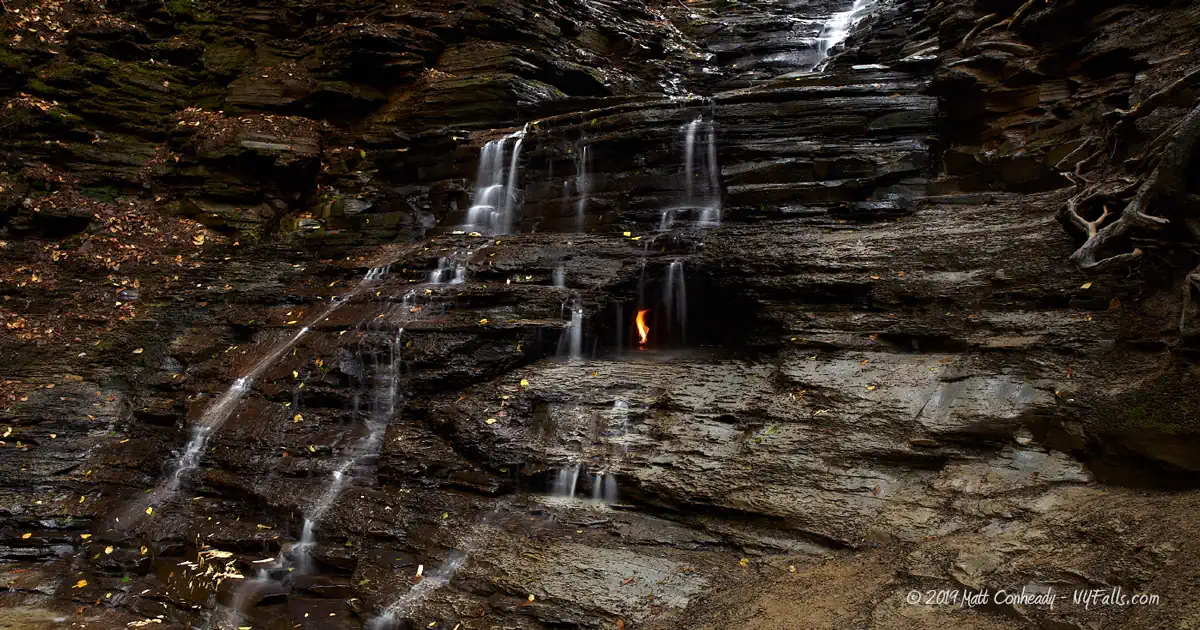 Eternal Flame Falls with a flame but barely any water