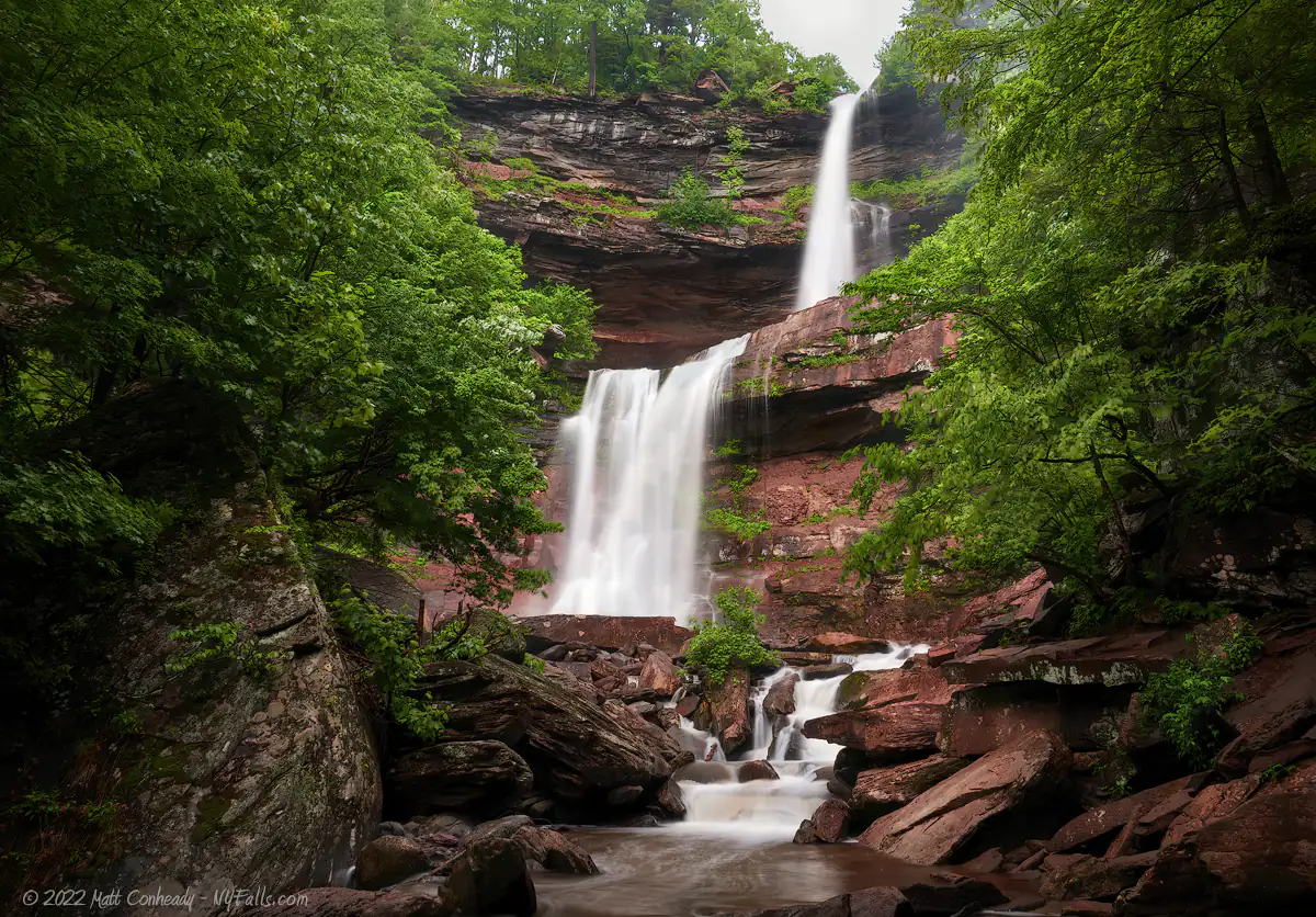 A classic view of Kaaterskill Falls after a short rain