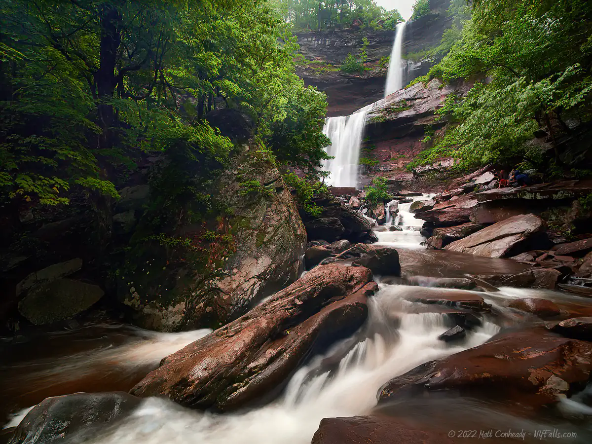 A wide angle view of Kaaterskill Falls from below