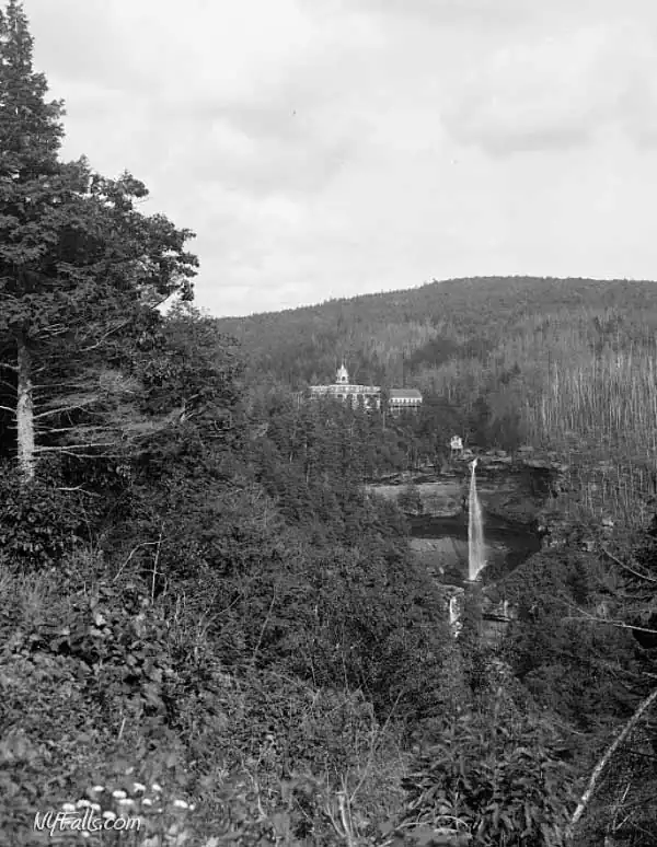 Historic view of the Laurel Hotel over Kaaterskill Falls