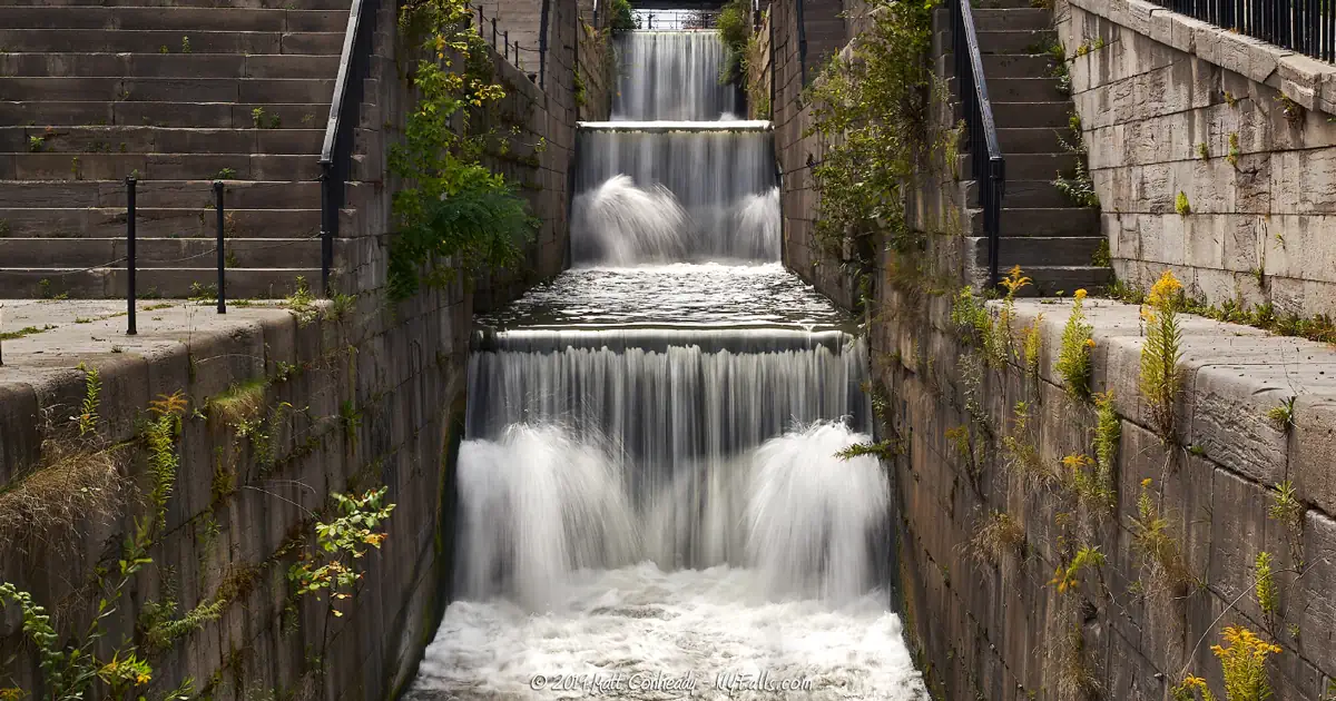 Lockport Flight of Five Canal Lock waterfalls