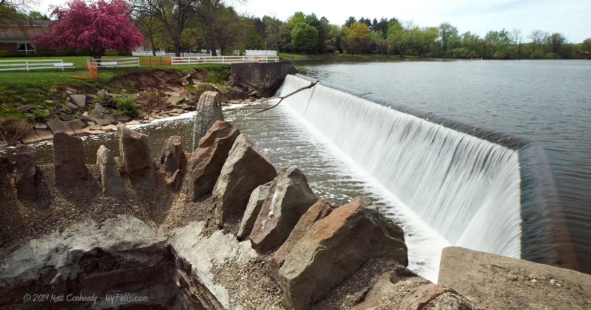 Lyndonville Dam with old stone wall