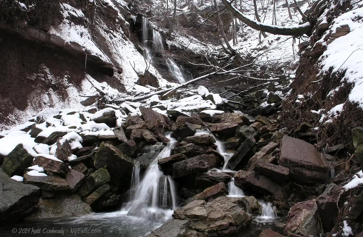Norton's Falls under snow cover.