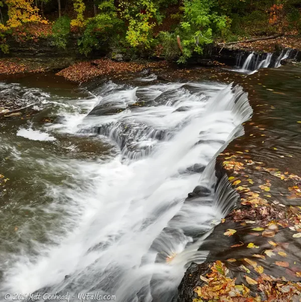 A view of Papermill Falls in autumn
