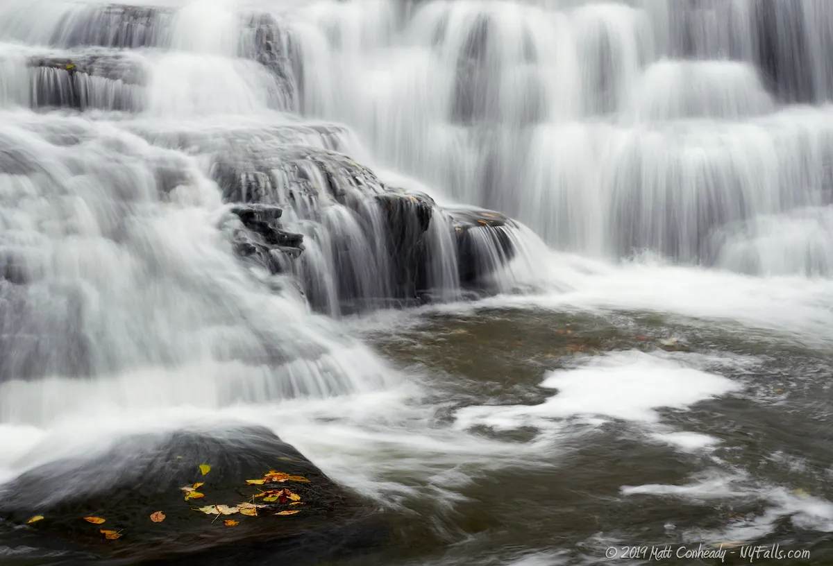 A closeup of Papermill Falls in Avon, NY