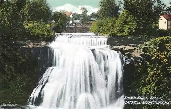A postcard showing a closeup of Shinglekill Falls