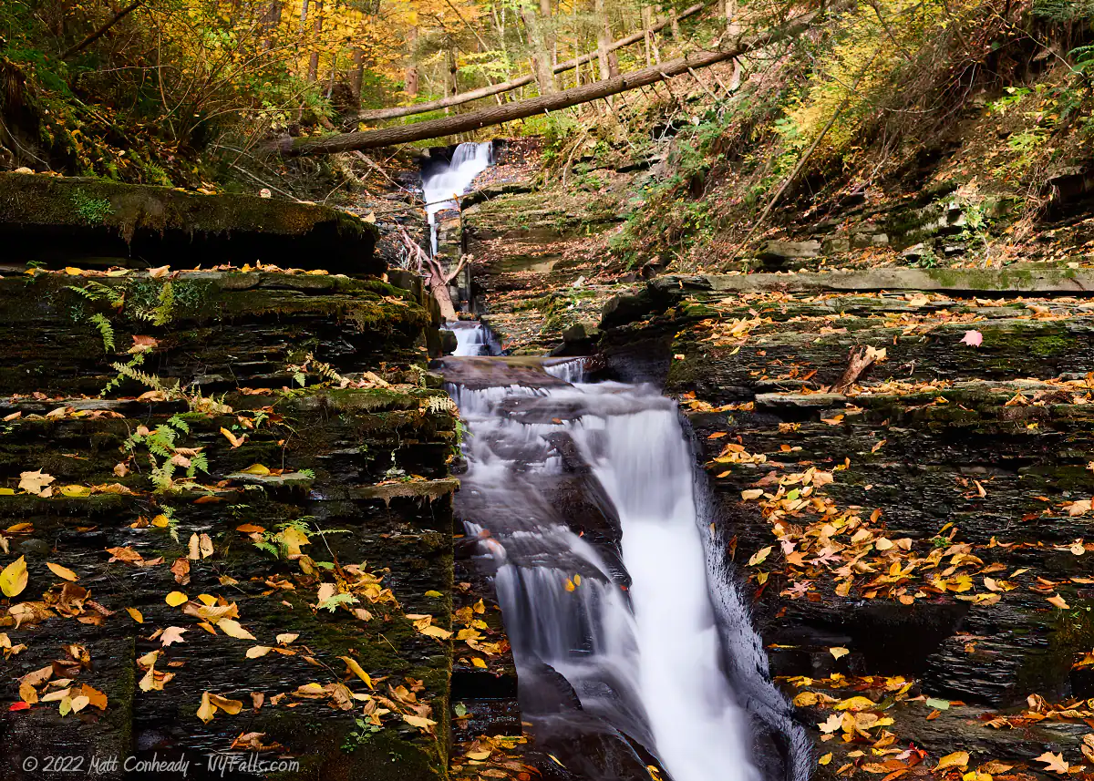 Close-up of Upper Falls at The Gully Preserve in Wayland, NY (shot in autumn)