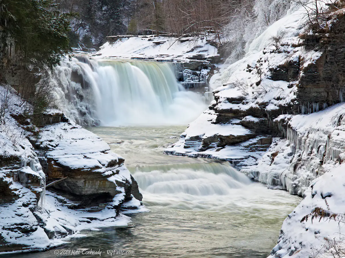 Lower Falls of Letchworth in Winter