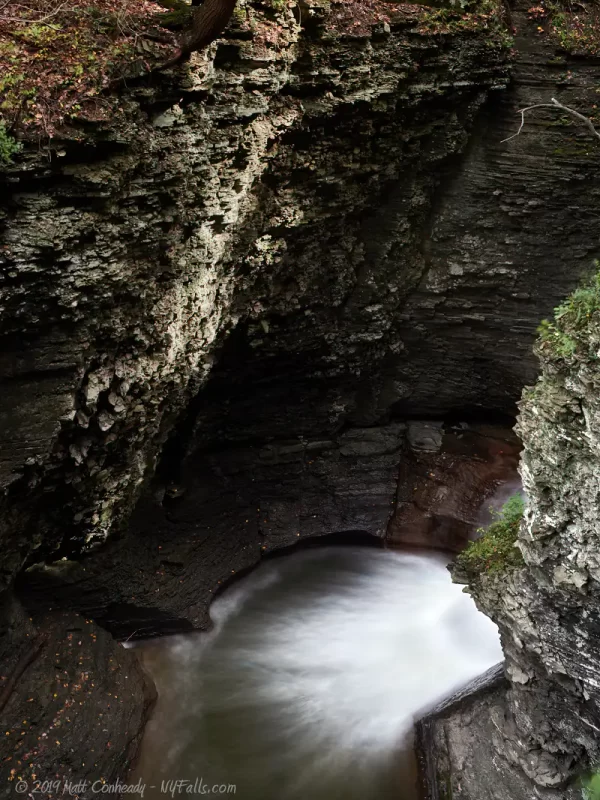 A narrow nook in buttermilk gorge that hides a waterfall.