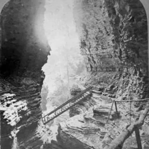 An 1850s photograph showing Whirlwind Gorge in Freer's Glen (Watkins Glen).
