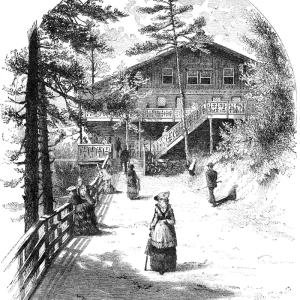 A illustration of the Swiss Chalet at Watkins Glen from the 1880 book Nord-Amerika by Ernst von Hesse-Wartegg