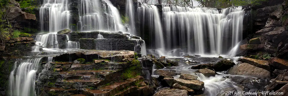 A panoramic view of upper Akron Falls (New York)