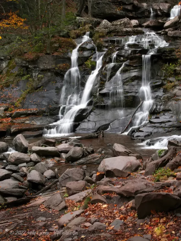 Bastion Falls and rocky creek bed in Autumn Catskill Mountains