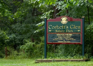 A sign for Corbett's Glen Nature Park