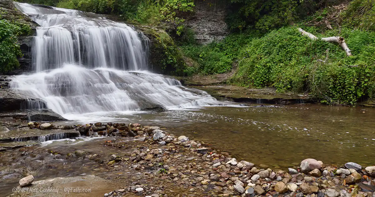 A side view of papermill falls in Letchworth in the Gibsonville area.