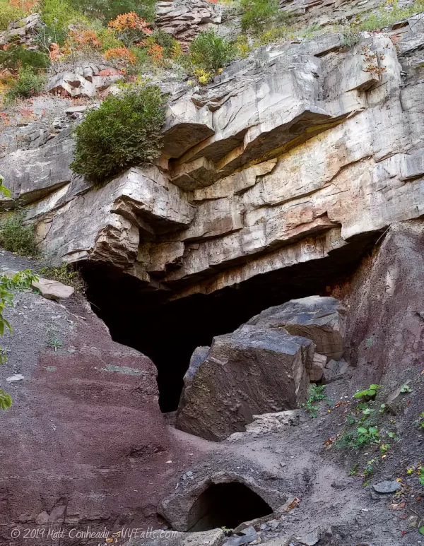 A large cave in the Niagara gorge wall at Devil's Hole