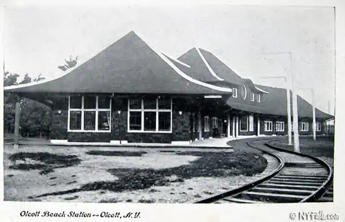 A historic photo of the Olcott Beach train station
