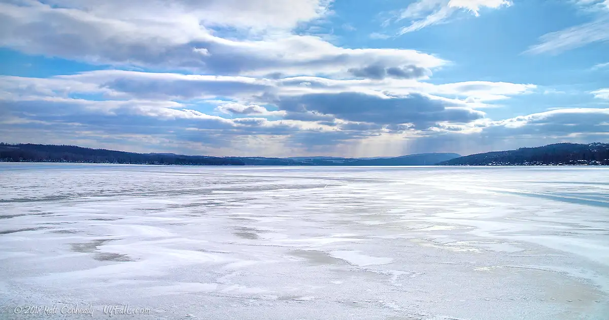 A frozen Canandaigua Lake