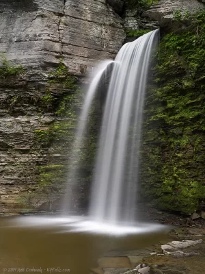 A side view of Eagle Cliff Falls at Havana Glen.