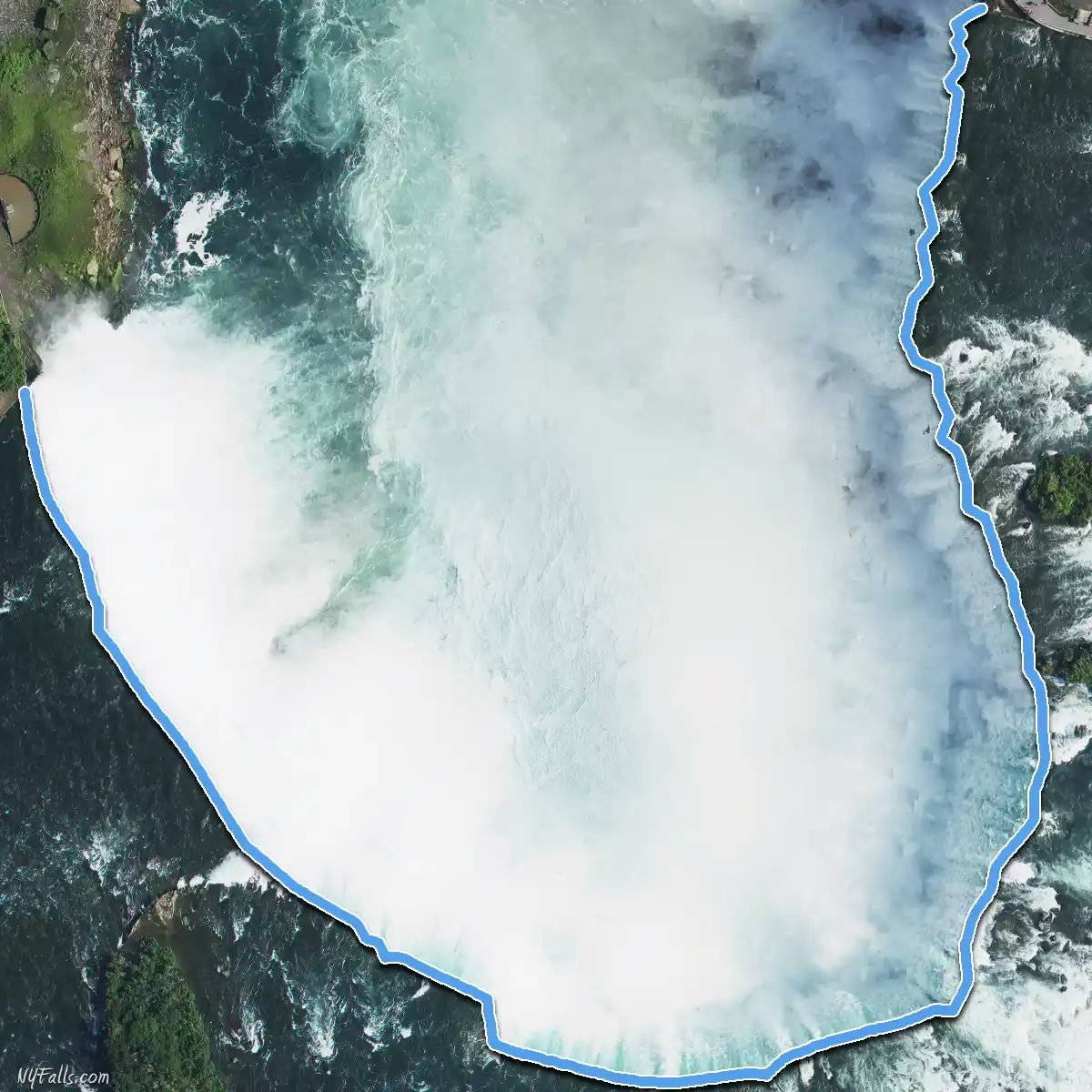 Horseshoe Falls (Canadian Falls) shape outlined
