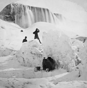 An ice bridge photo taken sometime between 1860-1865