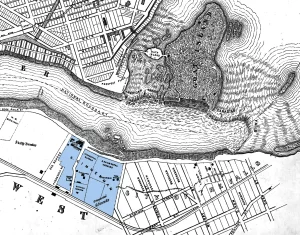 1854 map of Niagara Falls showing Clifton Village