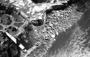 Aerial view of a dewatered American Falls.