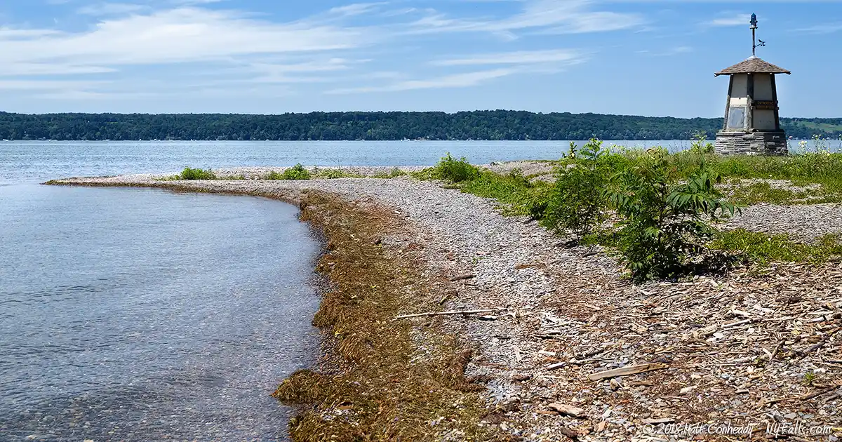 A view of Cayuga Lake on a sunny day from Long Point State Park