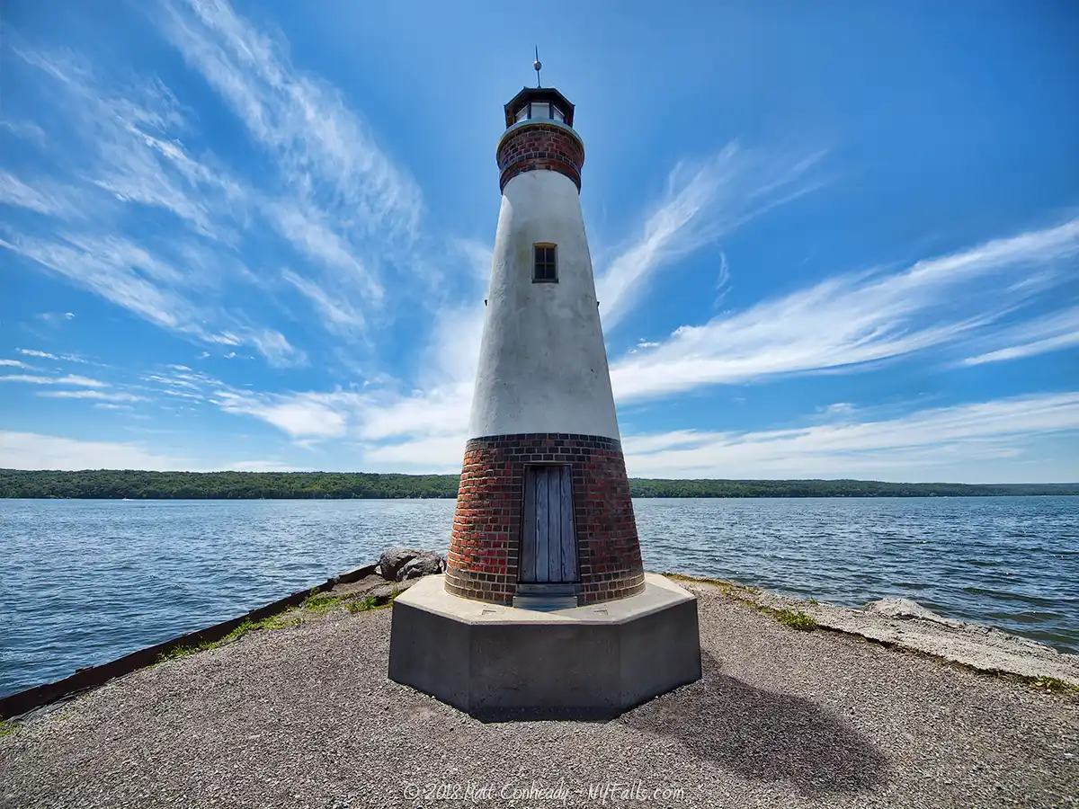 Long Point Park lighthouse on Cayuga Lake