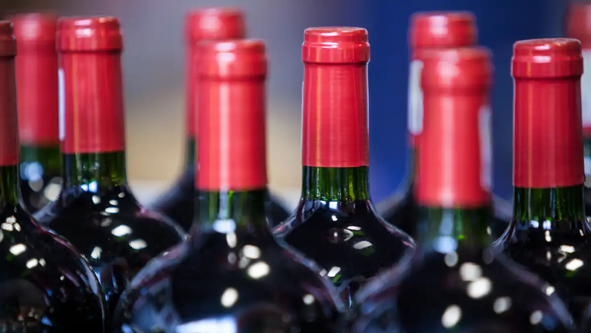 Wine bottles at a winery on Seneca Lake
