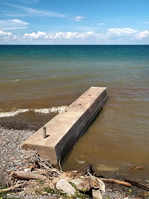 A concrete jetty on Lake Ontario at Barker Bicentennial Park.