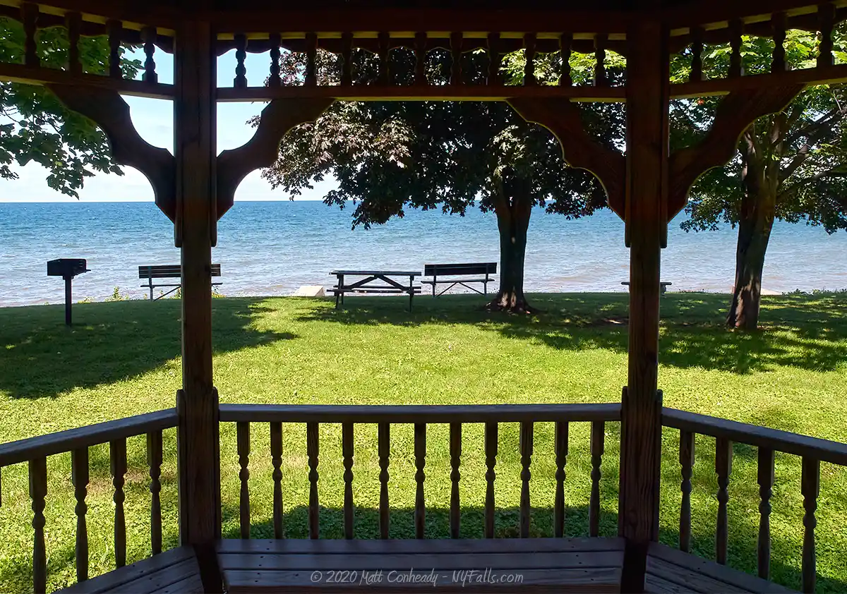A view from the Gazebo at Barker Bicentennial Park, with Lake Ontario in view.