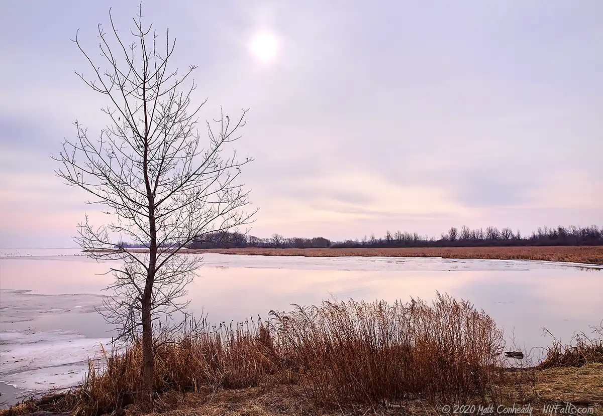A late winter scene of Braddock Bay on Lake Ontario