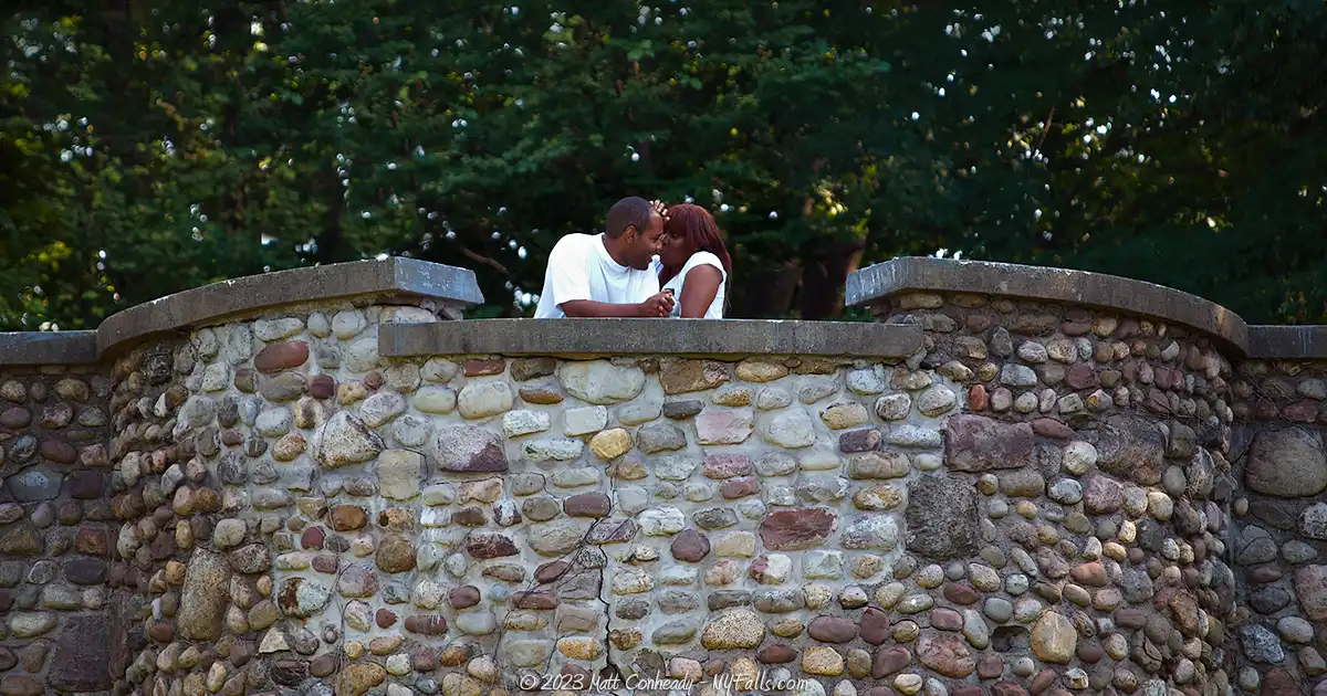 A couple being romantic at the top of the White Lady's Castle