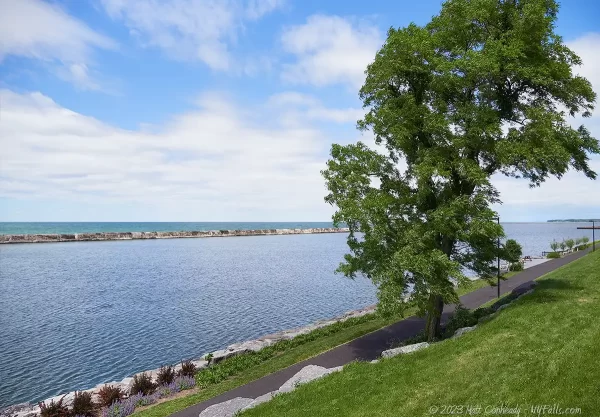 The view of Lake Ontario from Breitbeck Park in Oswego.