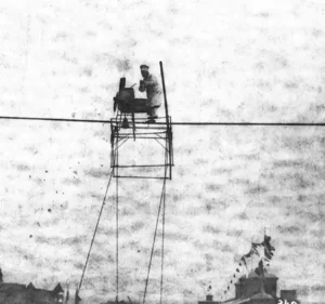 Charles Blondin Cooking a meal while on a tightrope while crossing the Niagara Gorge in 1860.