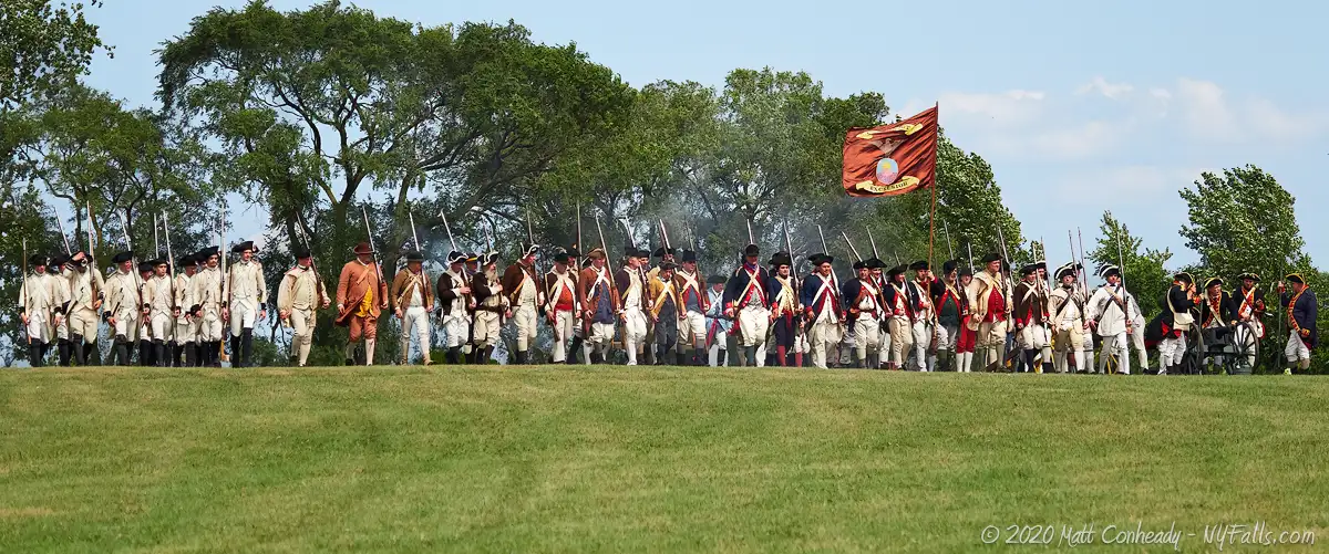 Soldier marching during a war reenactment event at Fort Ontario in Oswego, NY